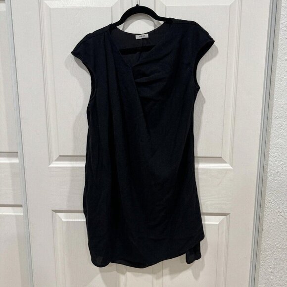 Helmut‎ Lang Womens Wool Blend Black Draped Lined Sheath Dress sz Small? - Picture 1 of 12